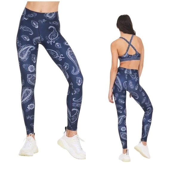THE UPSIDE FORTUNE PAISLEY YOGA LEGGING PANT 10 FULL LENGTH WORKOUT GYM ATHLETIC - Picture 1 of 12